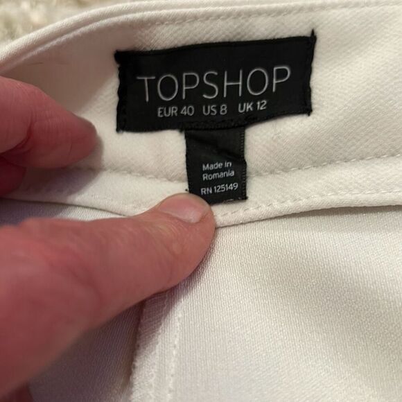 Top Shop Ivory Crepe Dress Pants Tapered Trousers High Waist Size 8 - Picture 5 of 8